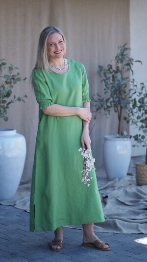 Gronn lang kjole-3
